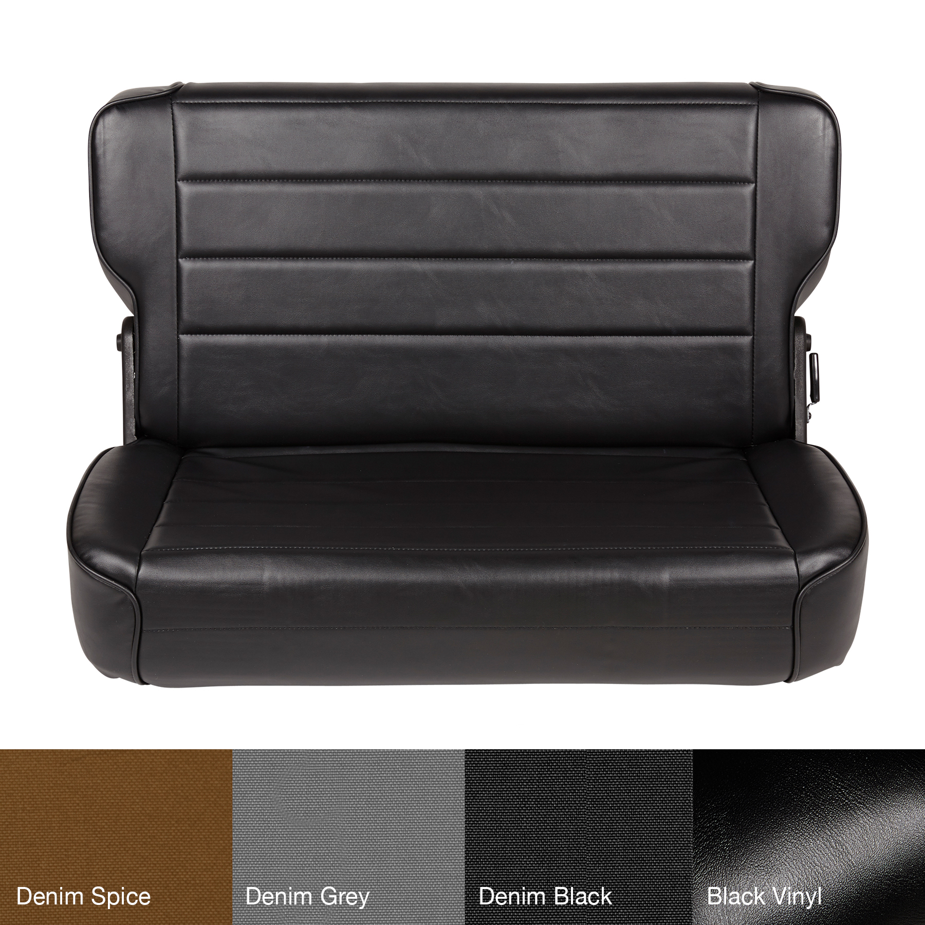 Seat – Rear – Fold & Tumble – Vinyl Black (76-95 Jeep CJ/YJ) view 2