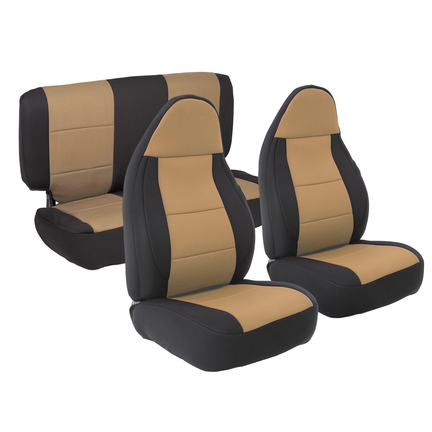 Neoprene Seat Cover Set Front/Rear – Tan (03-06 TJ) –