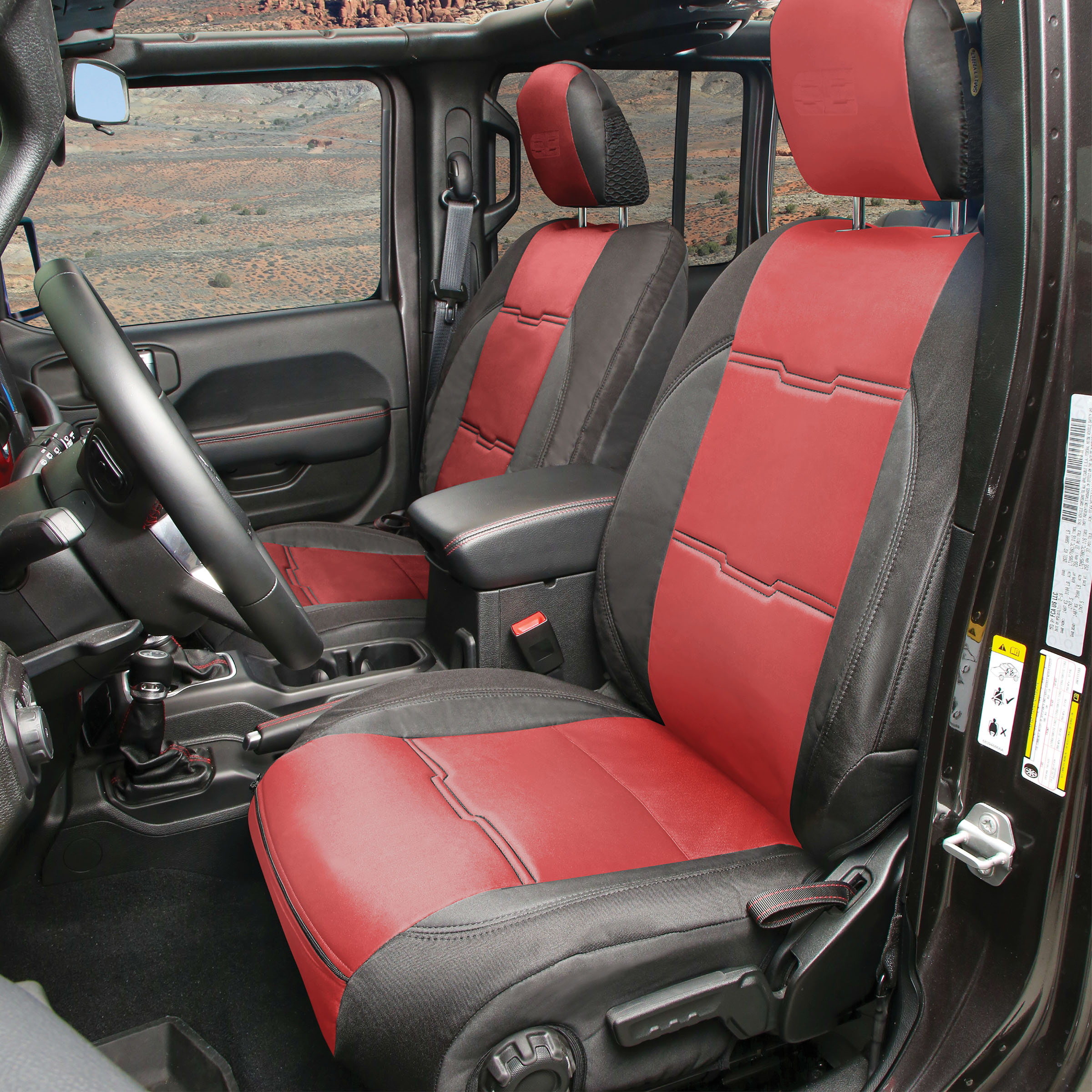 Neoprene Seat Cover Set Front/Rear – Red Gen 2 (2018+ JLU)