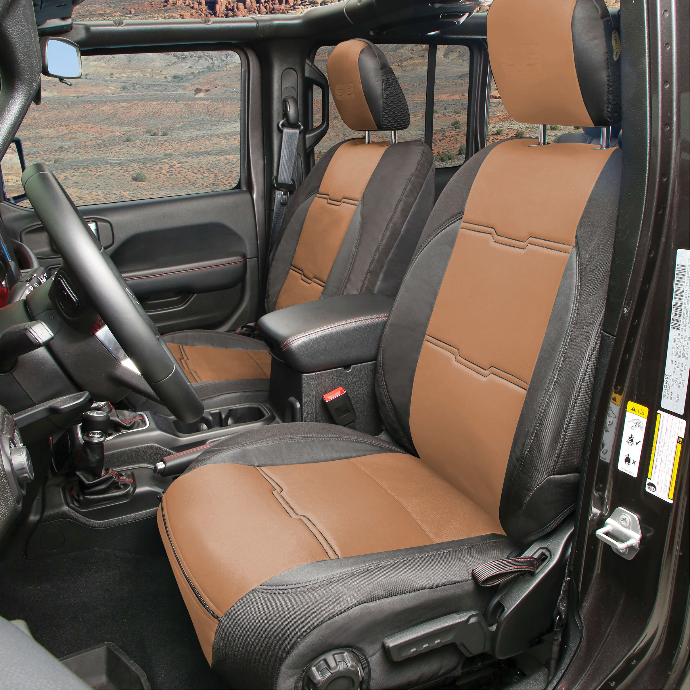Neoprene Seat Cover Set Front/Rear – Tan Gen 2 (2020+ JT)