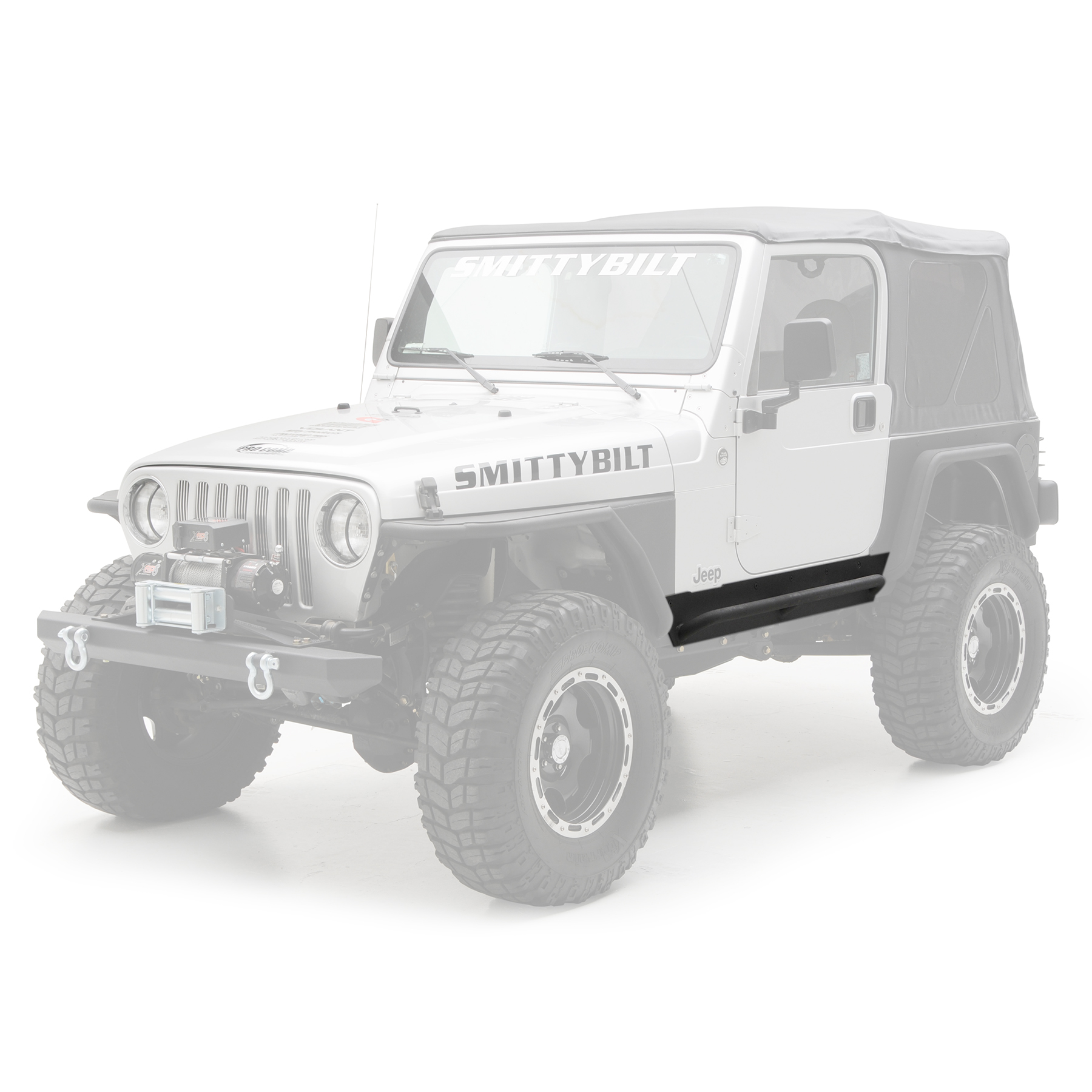 XRC Rock Sliders w/ Step – Textured Black (97-06 TJ) view 8