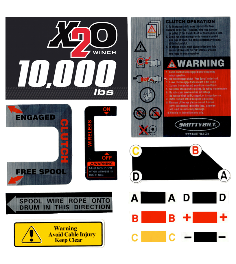 X2O Gen 2 10K Winch Replacement Decal Set