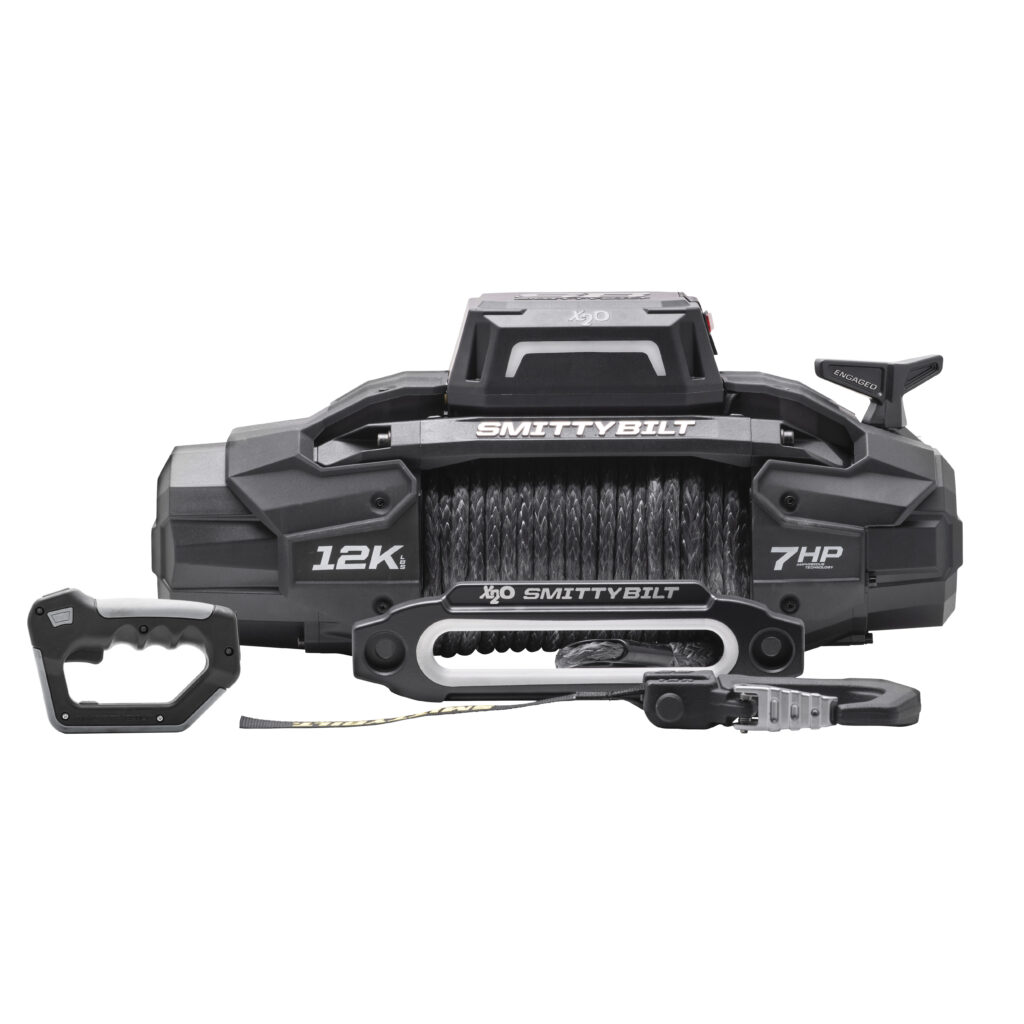 Smittybilt X2O 12K 7HP electric winch with synthetic rope and wireless remote