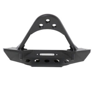 Steel front bumper with stinger bar and winch plate in textured black finish