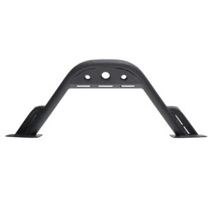 Black steel arched push bar mount bracket with slotted base flanges and mounting holes